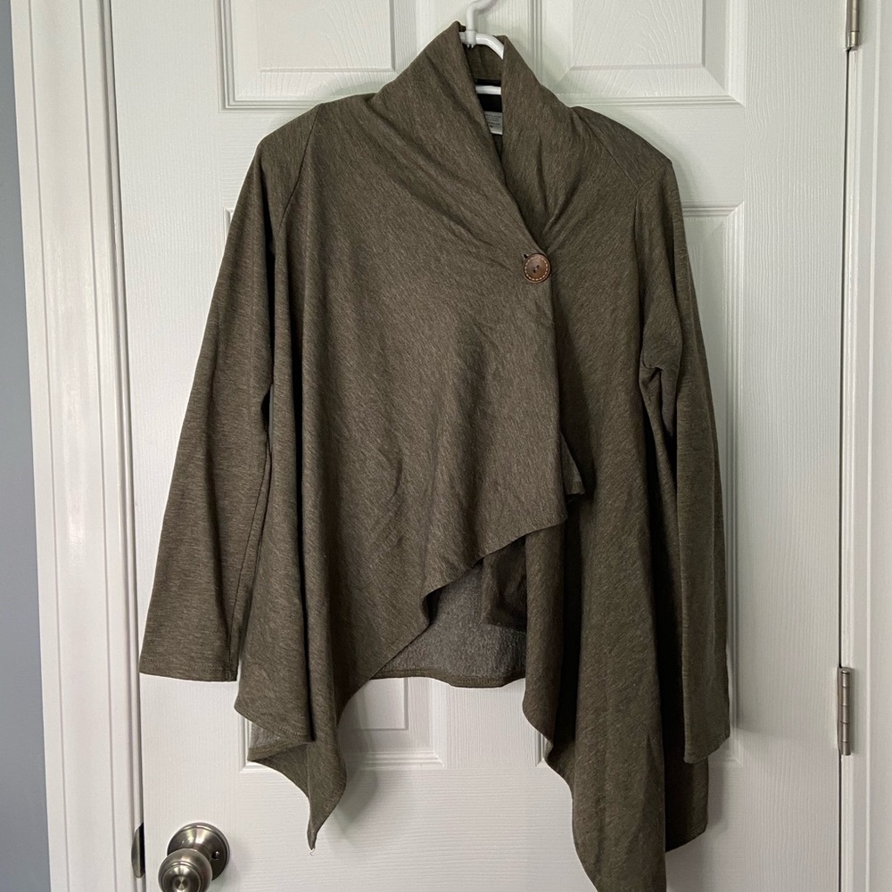 Bobaeu one button fleece wrap cardigan